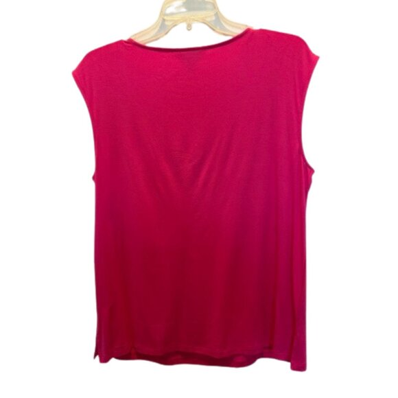 Liz Claiborne Tank Top Womens Size Large Cheerful Pink Flattering Front Wrap NWT - Picture 2 of 5
